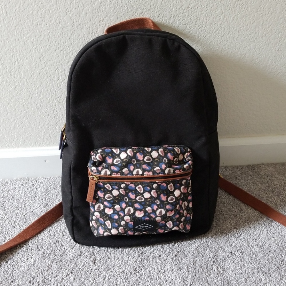 Black FOSSIL canvas backpack